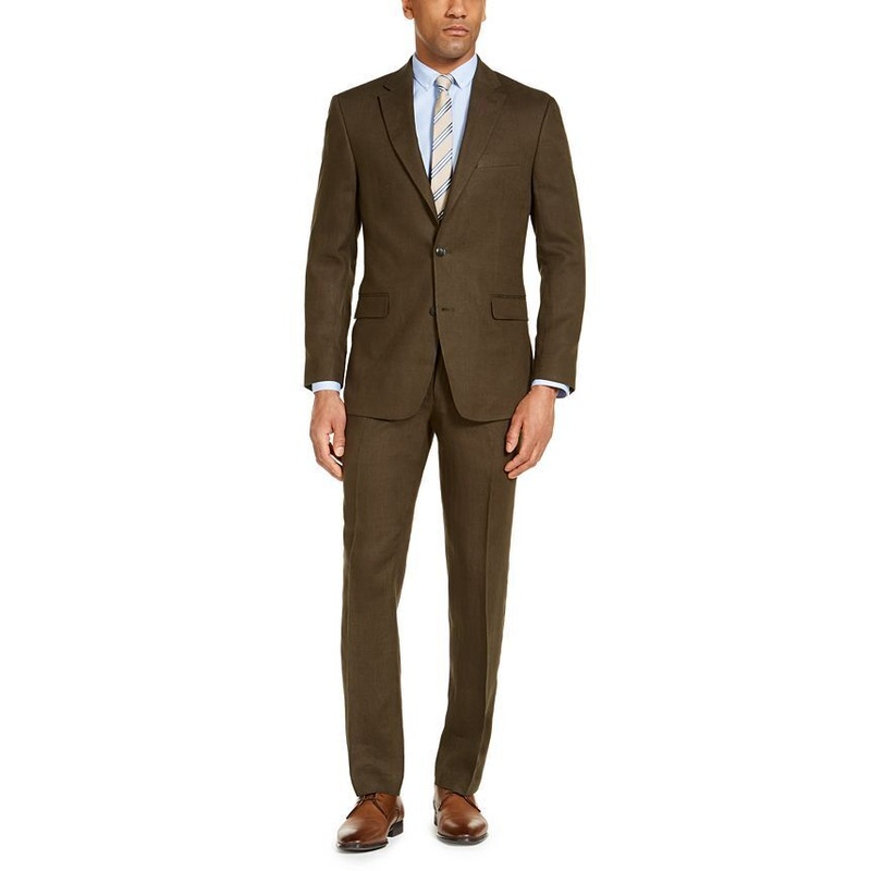 Tommy Hilfiger Men's Modern Fit Linen Suit Jacket Olive Green 36S