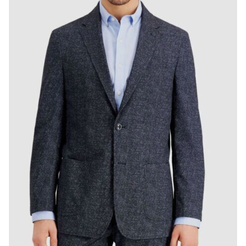 TOMMY HILFIGER Mens Modern Fit Stretch Blue Houndstooth Sport Coat 42S