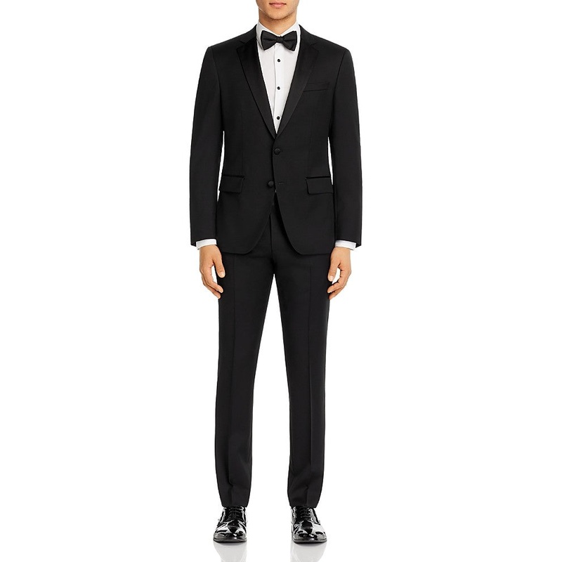 Hugo Boss Mens H-Huge Slim Fit Tuxedo Suit 40R / 35W Two Button Black