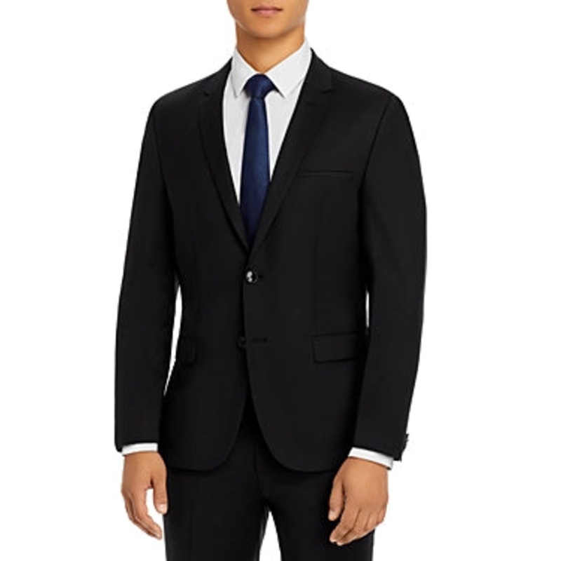 Hugo Mens Slim fit Suit Jacket Blazer 42 S Black Solid Stretch