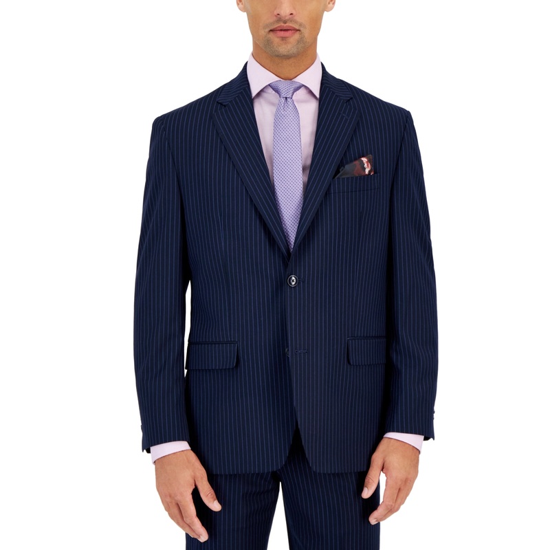 Sean John Mens Classic fit Suit Jacket Blazer 40 S Blue Striped