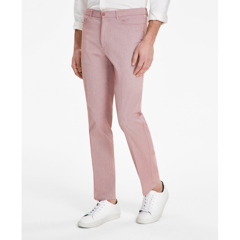 Tommy Hilfiger Mens Modern fit Dress Pants 33 / 30 Pink Solid