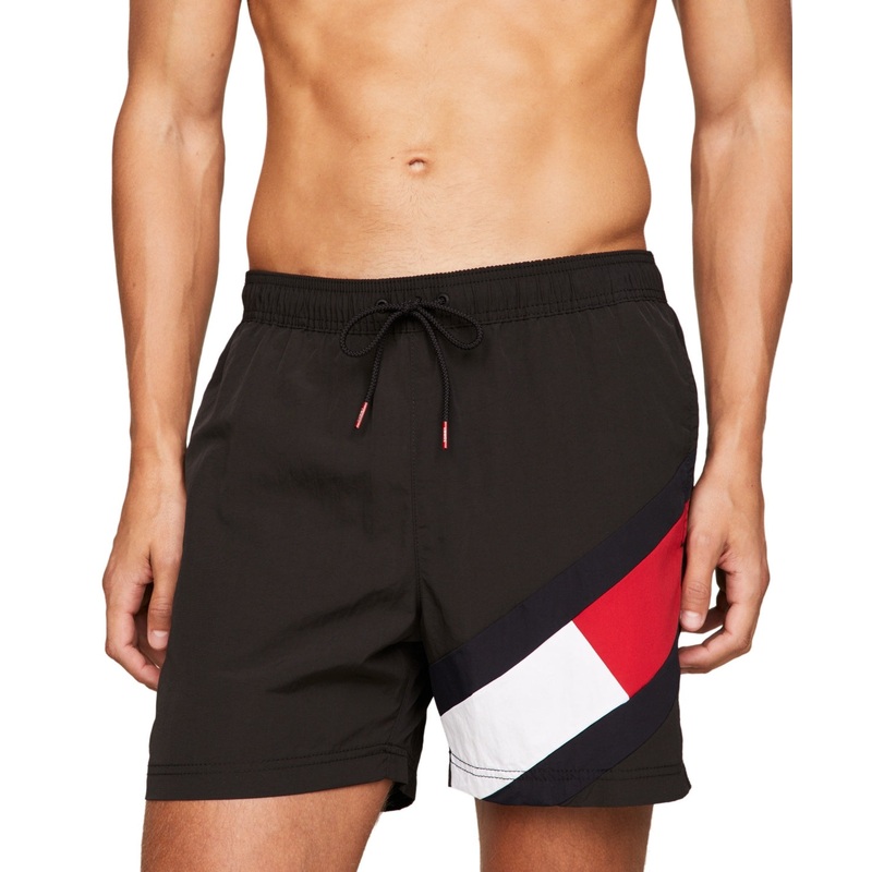 Tommy Hilfiger Mens Regular fit Swim Trunks Swimwear Small 5 Inseam Black Red