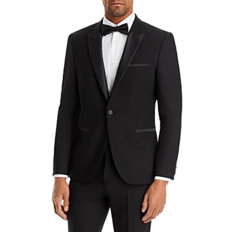 Hugo Mens Slim fit Tuxedo Suit Jacket Blazer 38 S Black Solid