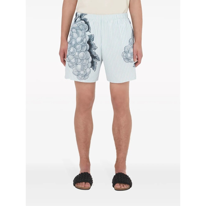 JW Anderson Mens graphic-print striped swim shorts Large Blue