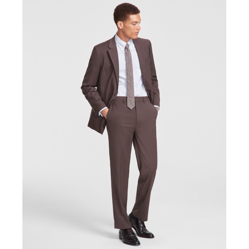 Nautica Mens Modern fit 2 Piece Suit 36 S / 30 Waist Brown Solid