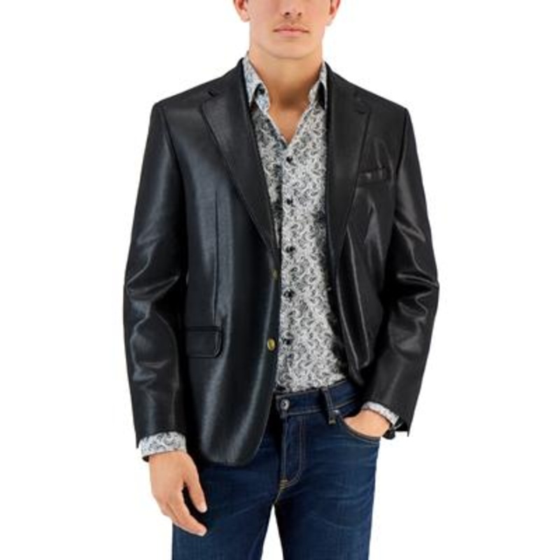 Tallia Mens Slim fit Sport Coat Blazer 44 R Black