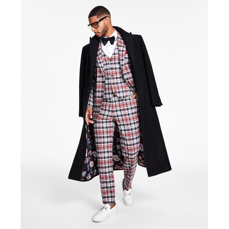 Tayion Collection Mens Classic fit Overcoat Coat 42 S Black Solid