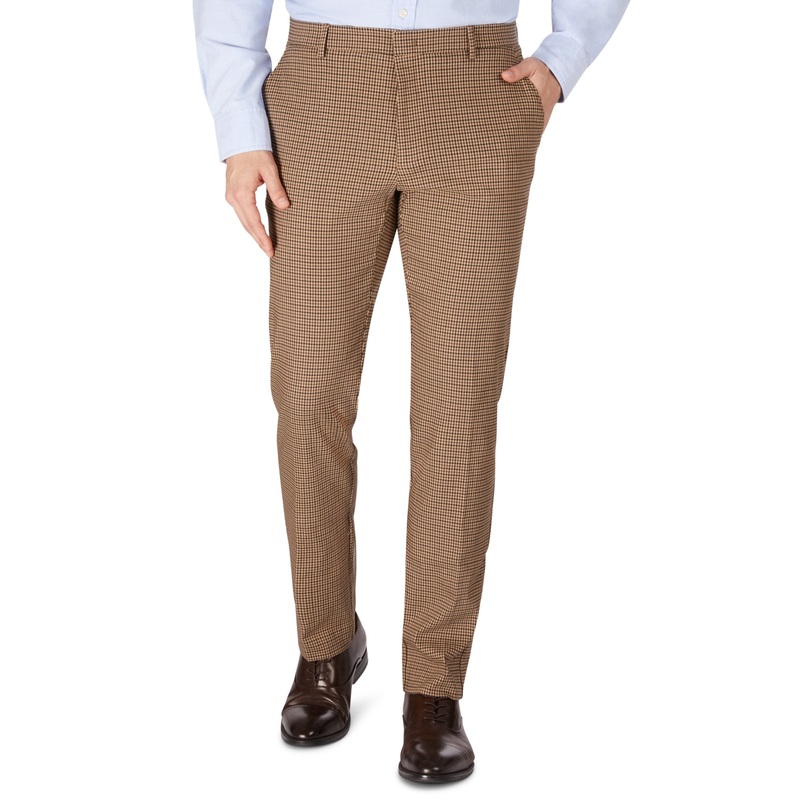 Tommy Hilfiger Mens Modern fit Dress Pants 42 / 30 Beige Check Stretch