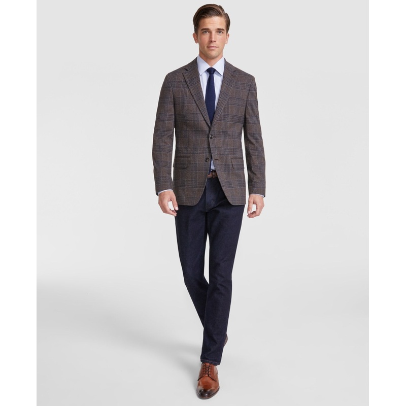 Tommy Hilfiger Mens Modern fit Sport Coat Blazer 38 S Brown Plaid