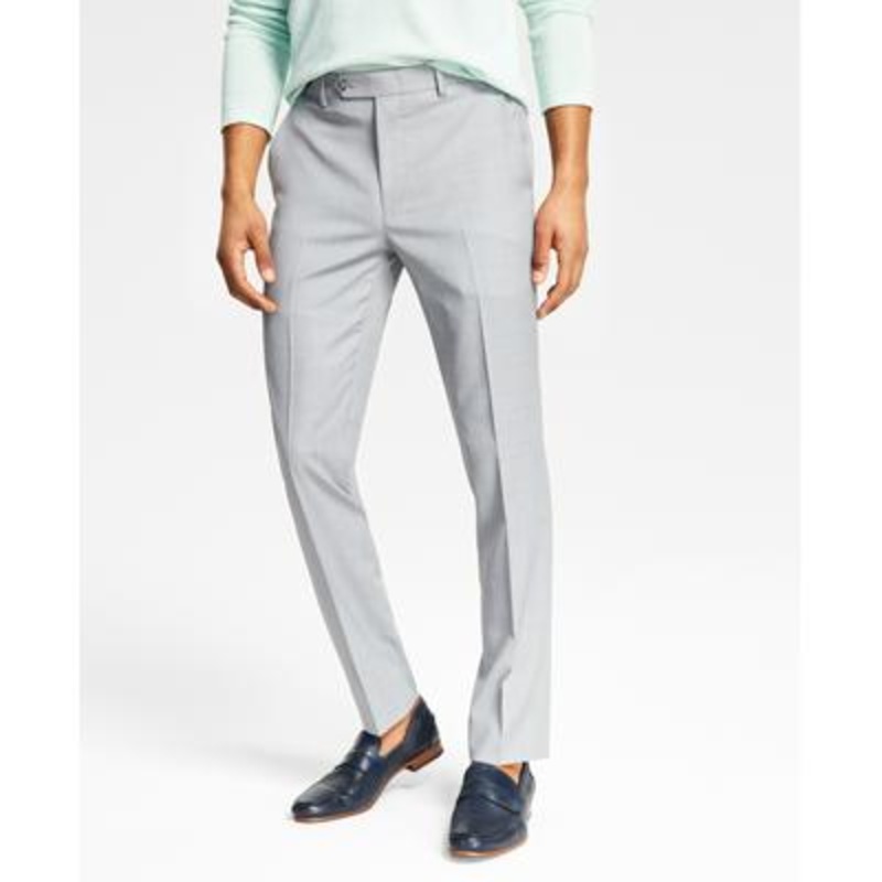 Bar Iii Mens Skinny fit Dress Pants 36 / 34 Light Grey Solid