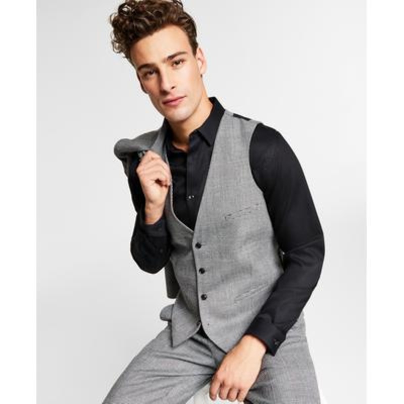 Bar Iii Mens Slim fit Button-Up Suit Vest Small Black