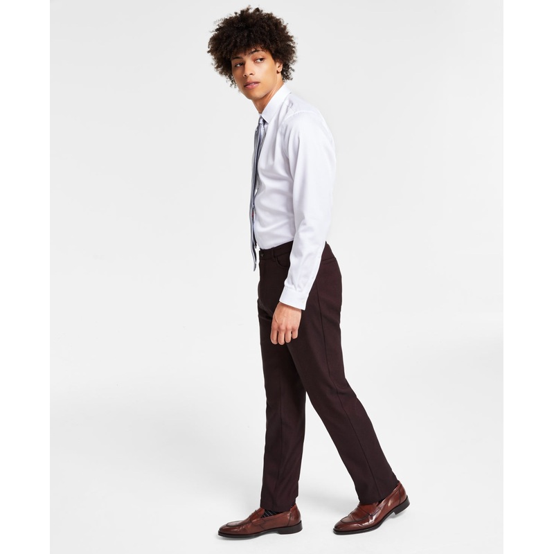 Tommy Hilfiger Mens Modern fit Dress Pants 44 / 30 Burgundy Red Solid Stretch