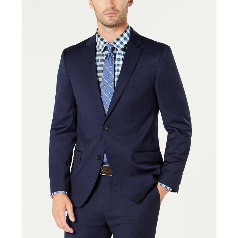Tommy Hilfiger Mens Modern fit Suit Jacket Blazer 38 S Blue Solid Stretch