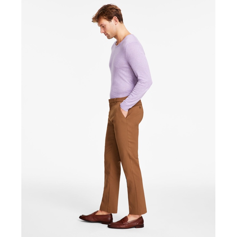 Tommy Hilfiger Mens Slim fit Dress Pants 34 / 32 Brown Solid Stretch