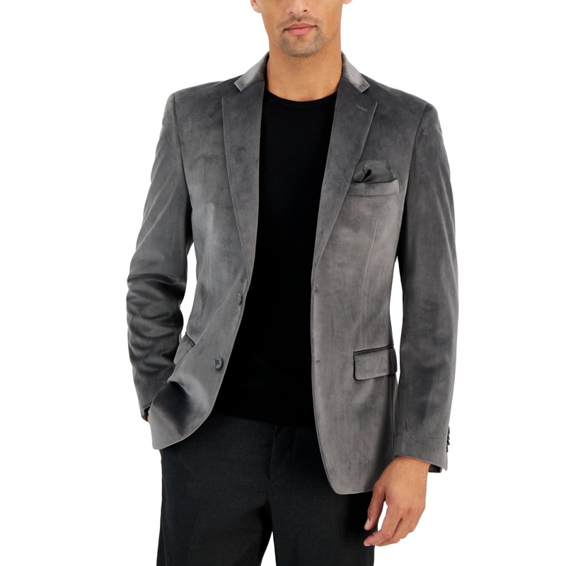 Alfani Mens Slim fit Sport Coat Blazer 36 S Grey Solid