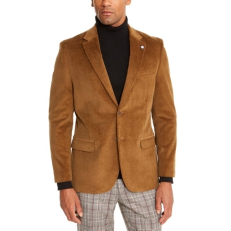 Nautica Mens Modern fit Sport Coat Blazer 46 L Brown Solid Stretch