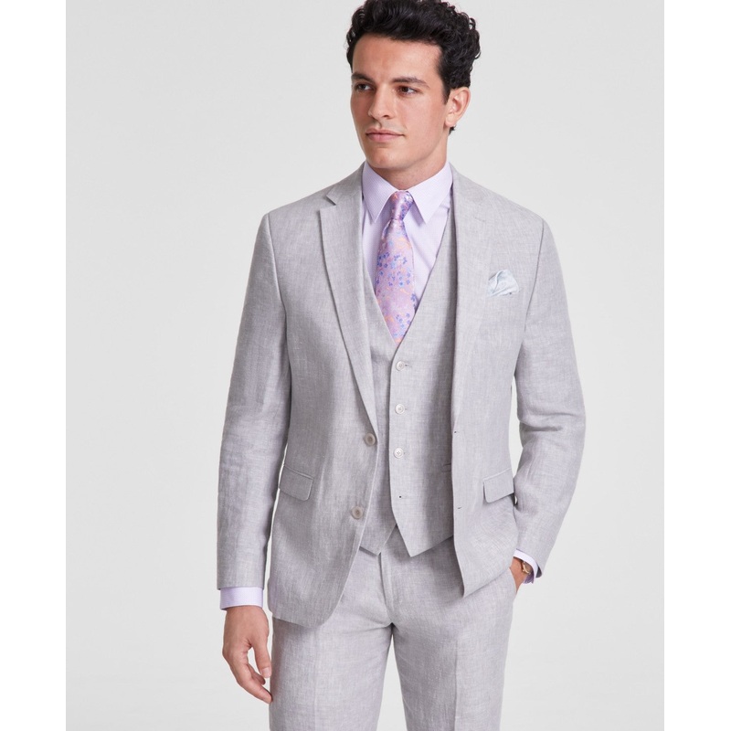 Bar Iii Mens Slim fit Suit Jacket Blazer 36 R Light Grey Solid