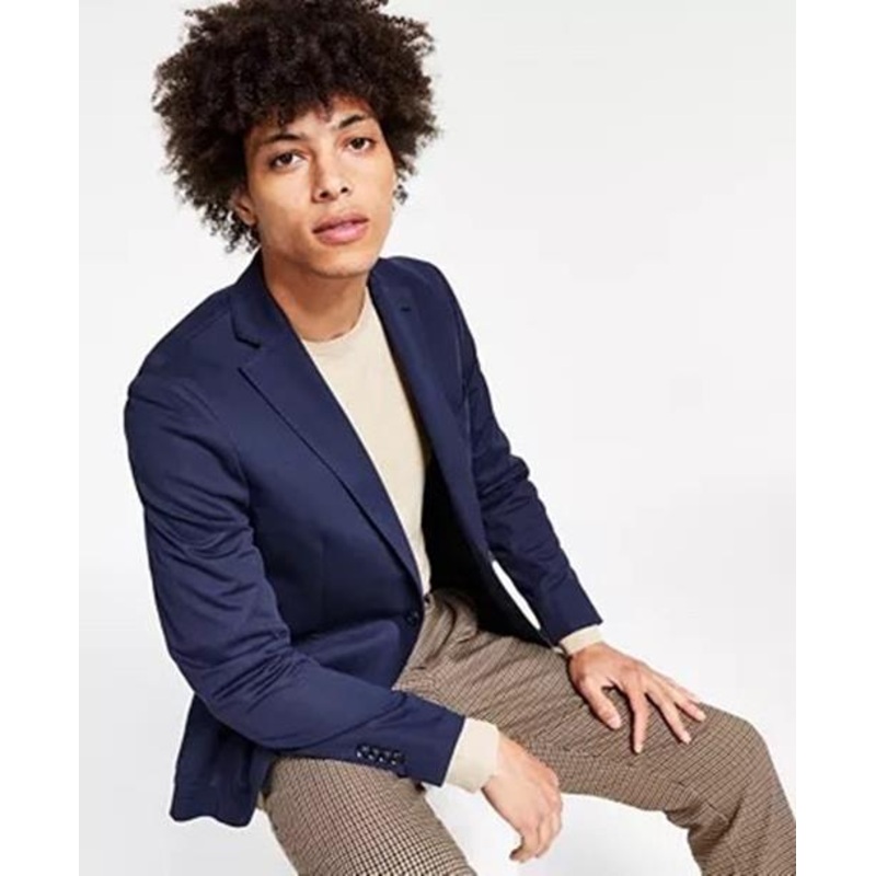 Bar III Menss Slim Fit fit Sport Coat Blazer 46 R Blue Solid