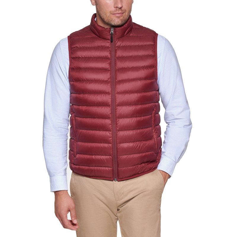 Club Room Mens Regular fit Puffer Jacket Vest Large Red Solid Packable
