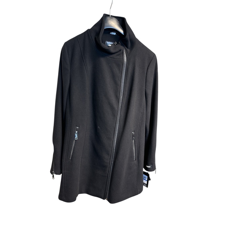 DKNY Womens Walker Coat XL Black Solid