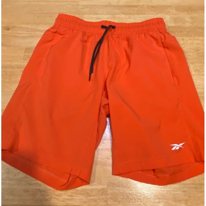 Reebok Mens Regular fit Drawstring Shorts Large Orange Solid Moisture Wicking