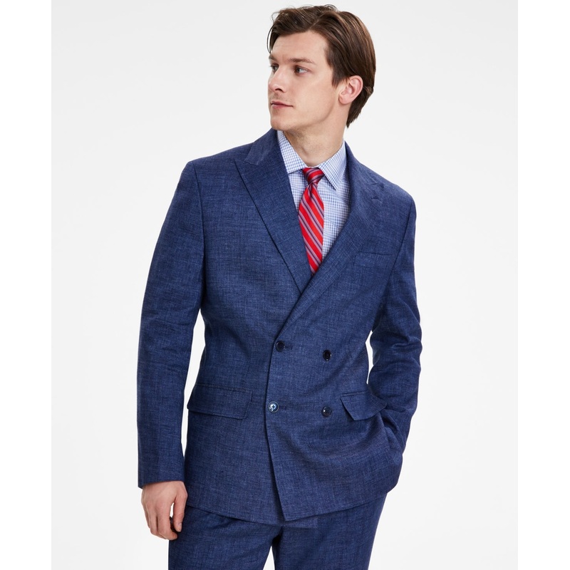 Tommy Hilfiger Mens Modern fit Double Breasted Suit Jacket Blazer 40 R Blue