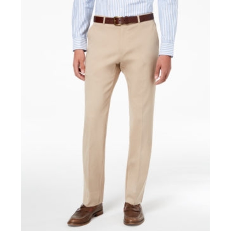 Tommy Hilfiger Mens Modern fit Dress Pants 36 / 29 Beige Solid Stretch