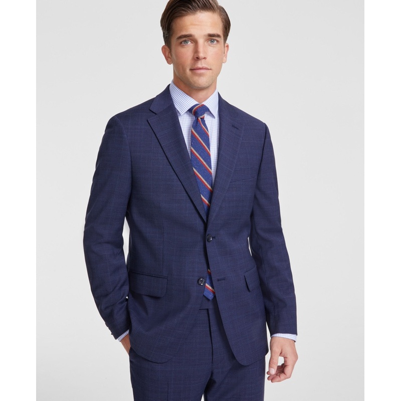 Tommy Hilfiger Mens Modern fit Suit Jacket Blazer 42 R Blue Plaid Stretch