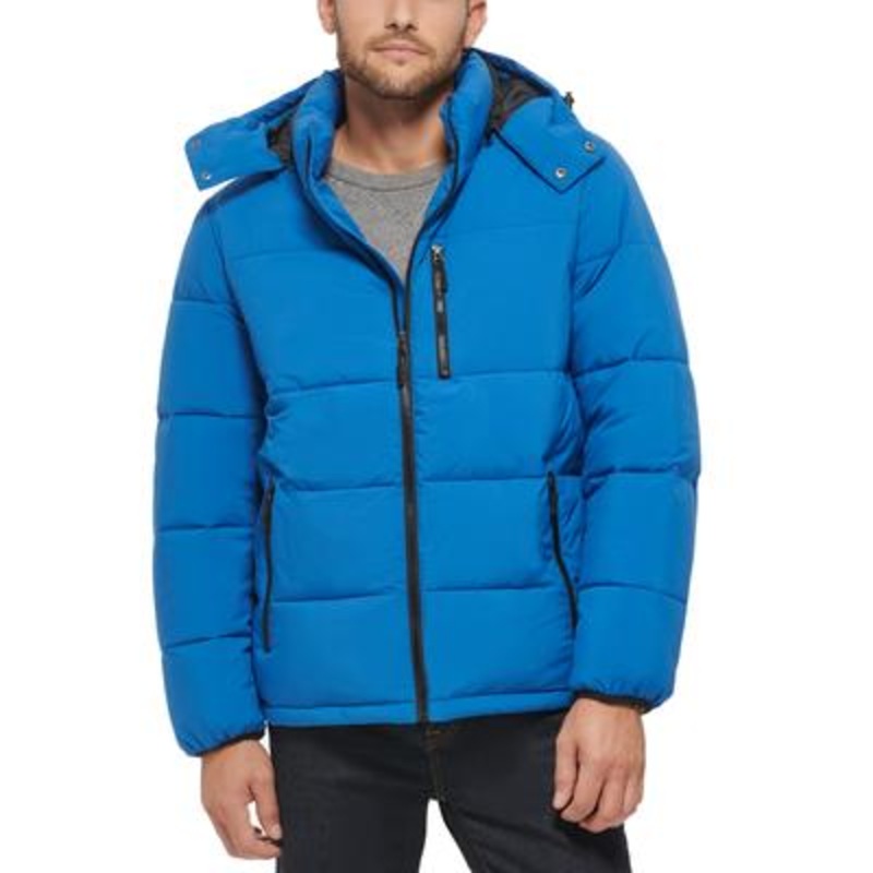 Club Room Mens Regular fit Puffer Jacket Coat XL Blue Solid Hooded