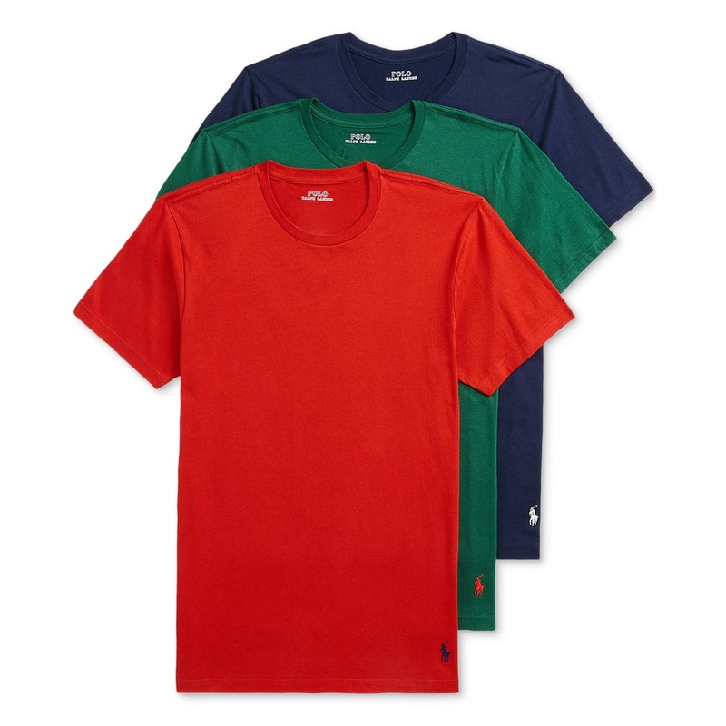 Polo Ralph Lauren Mens 3-Pk Cotton Crewneck Undershirt T Shirt Large Multicolor