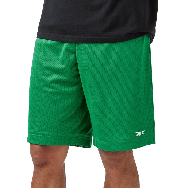 Reebok Mens Regular fit Mesh Basketball Shorts Small Green Solid