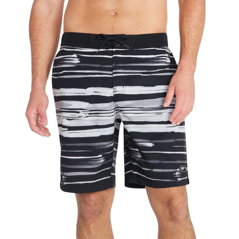 Speedo Mens Regular fit Board Shorts Swimwear Small / 8 Inseam Grey Striped