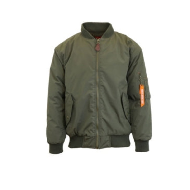 Spire by Galaxy Men's Regular Fit Flight Jacket Olive Green Large