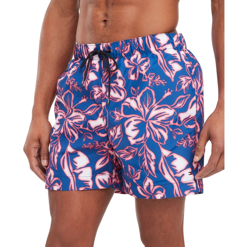 Tommy Hilfiger Mens Regular fit Swim Trunks Swimwear Large 5 Inseam Blue Floral