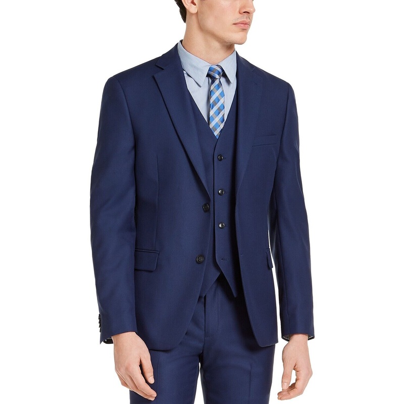 Alfani Men's Suit Jacket Blue 44L Slim-Fit Stretch Two Button