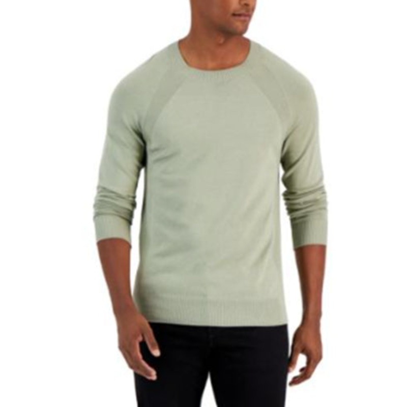Alfani Mens Ribbed Raglan Sweater Moonstruck Subtle Olive Green Large