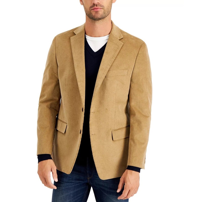 Club Room Men's Corduroy Classic-Fit Sport Coat Camel 42L Blazer