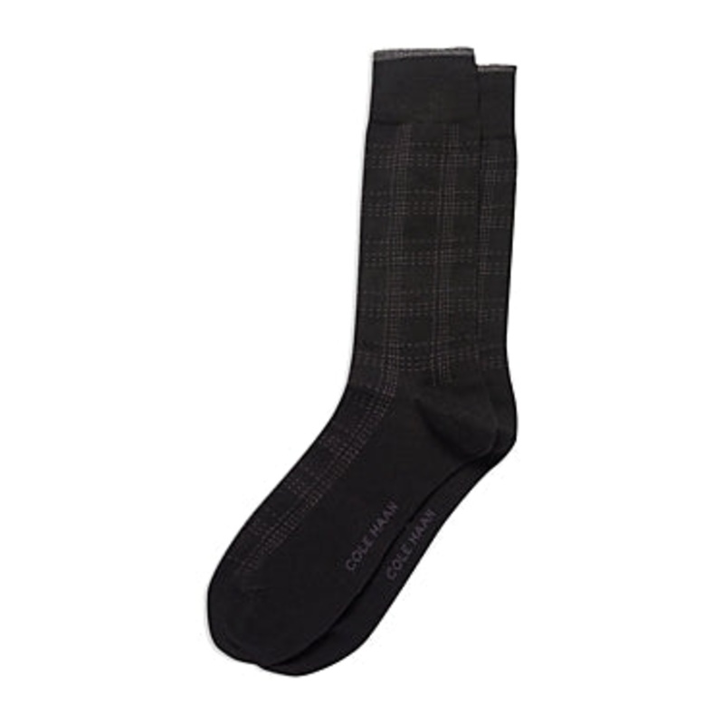 Cole Haan Cotton Blend Plaid Dress Crew Socks