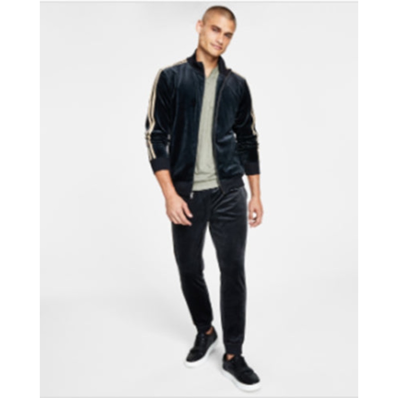 INC International Concepts Mens Regular-Fit Taped Full-Zip Track Jacket Black XL