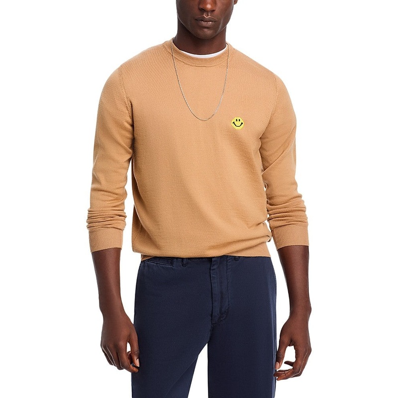 Joshua Sanders Mens Pixel Crewneck Sweater Large Camel Brown