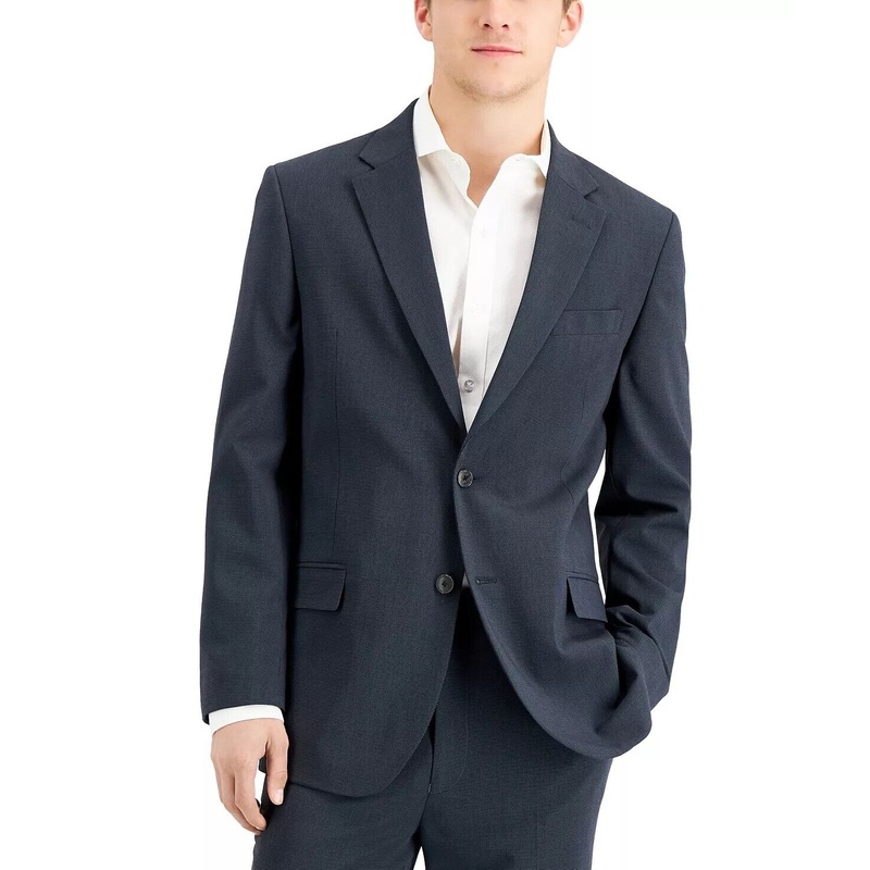 Nautica Men's Modern-Fit Bi-Stretch Suit Jacket Only 36R Carbon Grey Check