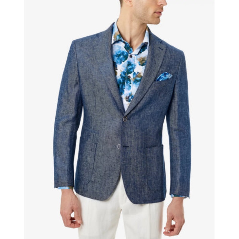 Tallia Men's Slim-Fit Blue Linen Blazer 50R