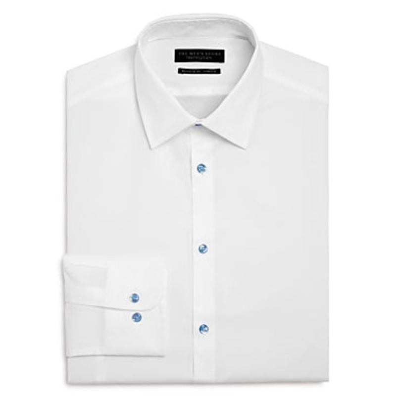 The Men's Store Solid Stretch Regular Fit Dress Shirt  16 34 - 35 White