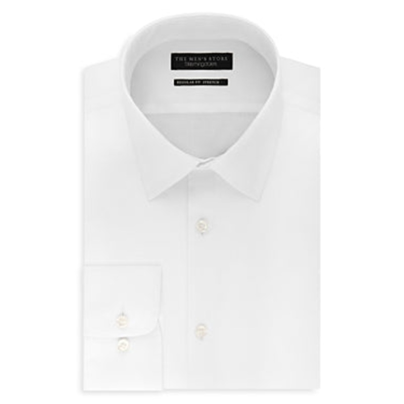 The Men's Store Solid Stretch Regular Fit Dress Shirt - 16.5 32 - 33 White