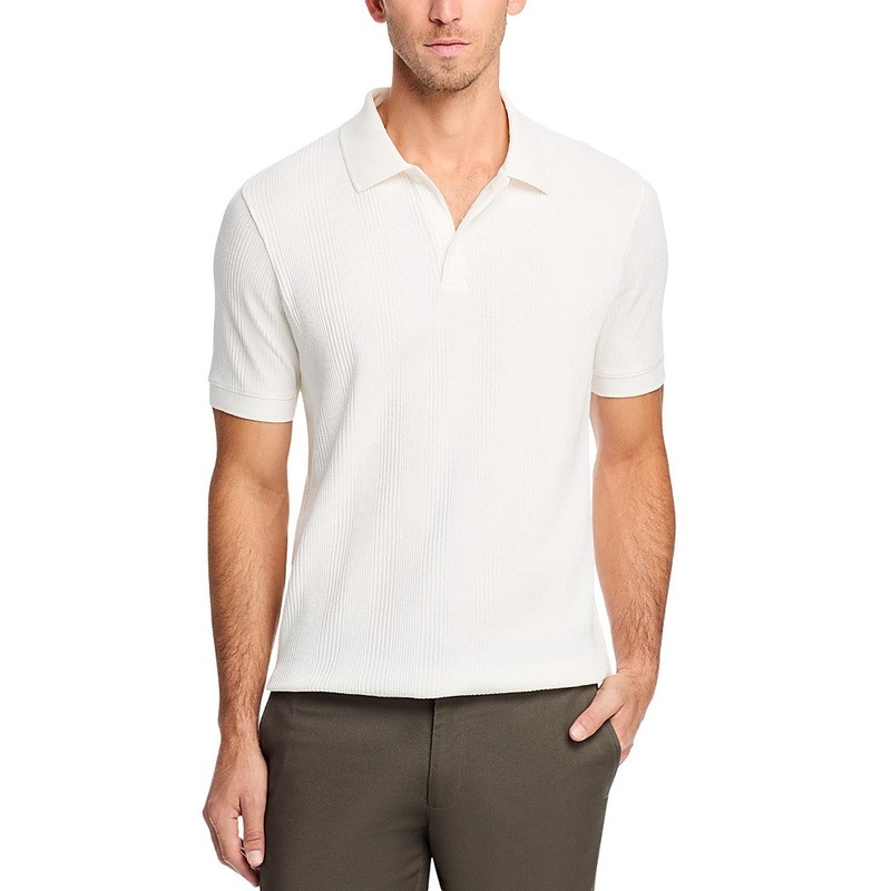 Vince Mens Variegated Texture Polo Shirt XL Off White