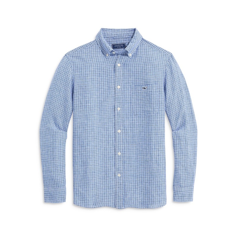 Vineyard Vines Tisbury Linen Tattersall Check Regular Fit Button Shirt Medium