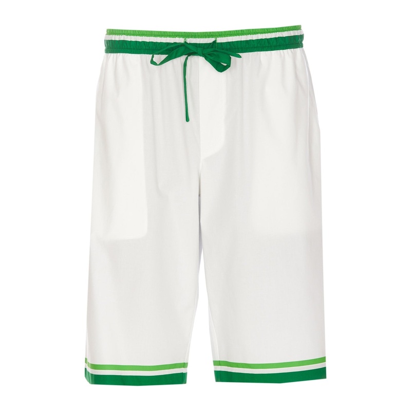 Dolce & Gabbana Mens Maiolica Print Popeline Jogging Shorts EU 46 US Small White