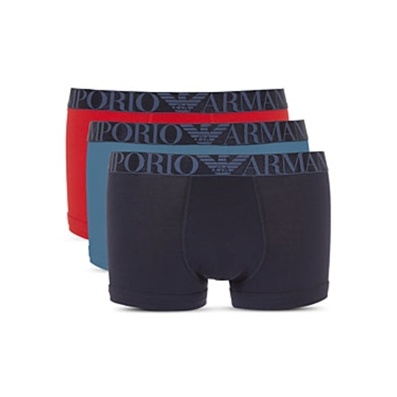 Emporio Armani Mens  fit Trunks Underwear Medium Multicolor Solid Pack of 3