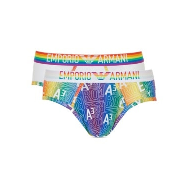 Emporio Armani Rainbow Logo Stretch Cotton Briefs 2 Pack Large
